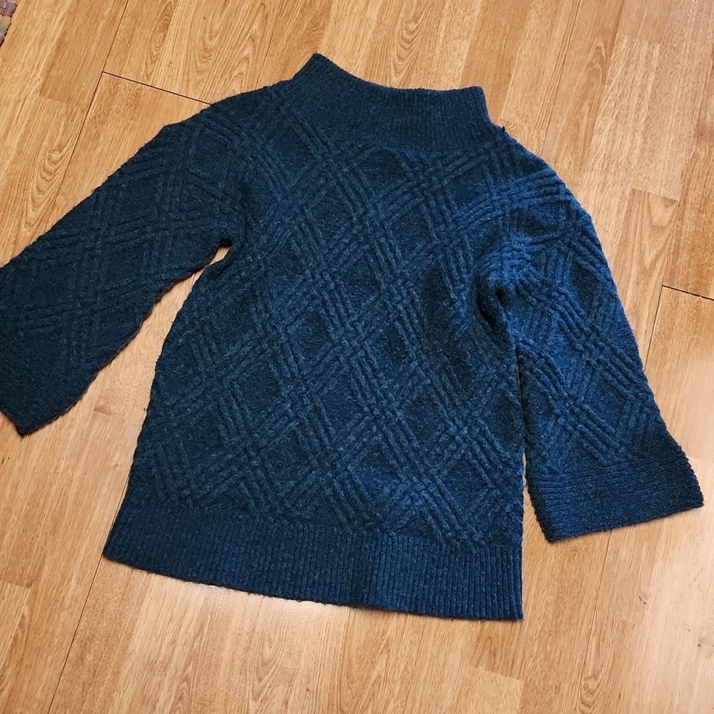 Soft Surroundings wool blend dark teal mock neck sweater sz XS